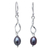 Cultured pearls dangle earrings, 'Swirling Love' - Artisan Crafted Sterling Silver and Pearl Dangle Earrings thumbail