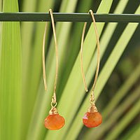 Pendientes colgantes de carnelian vermeil de oro, 'Breath of Love' - Pendientes Vermeil y Carnelian hechos a mano