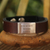 Leather and nickel wristband bracelet 'Love is a Journey' - Thai Leather and Brushed Nickel Wristband Bracelet