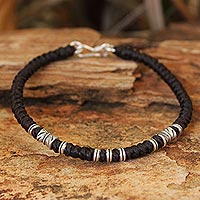 Silver accent wristband bracelet, 'Hill Tribe Heritage'