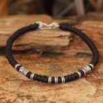 Silver accent wristband bracelet, 'Hill Tribe Heritage' - Handmade Silver Braided Bracelet from Thailand