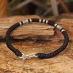 Silver accent wristband bracelet, 'Hill Tribe Heritage' - Handmade Silver Braided Bracelet from Thailand