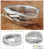 Men's silver wrap ring, 'Hill Tribe Braid' - Men's Silver Wrap Ring