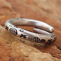 Men's silver wrap ring, 'Karen Mystique' - Men's Silver Wrap Ring from Thailand