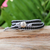 Agate wrap bracelet, 'Nocturnal Mystique' - Artisan Crafted Leather and Agate Bracelet from Thailand (image 2c) thumbail