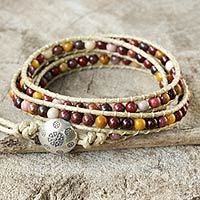 Jasper wrap bracelet, 'Lotus Feast'