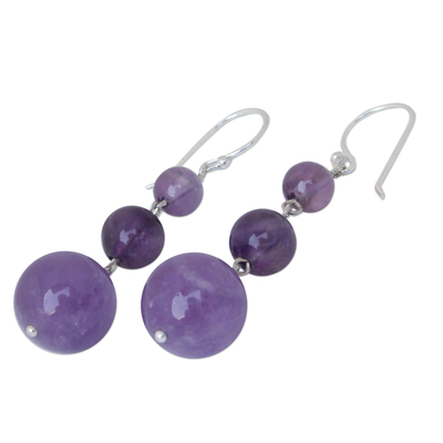 Amethyst drop earrings, 'Lilac Wisdom' - Beaded Amethyst Earrings