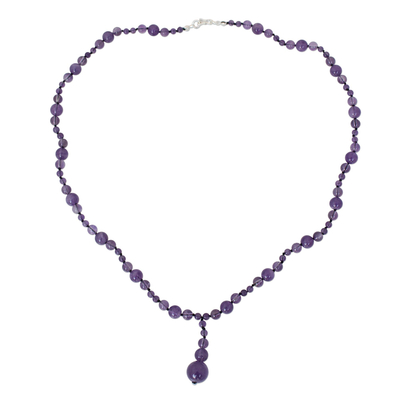 Amethyst Y necklace, 'Violet Champagne' - Fair Trade Amethyst Y Necklace