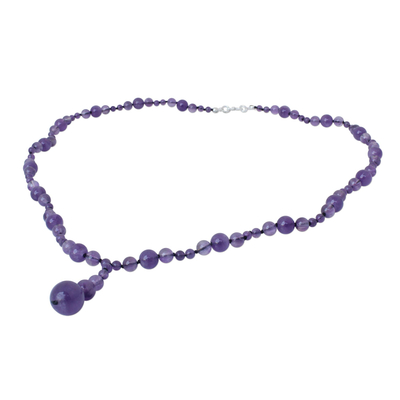 Amethyst Y necklace, 'Violet Champagne' - Fair Trade Amethyst Y Necklace