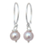 Cultured pearl dangle earrings, 'Ocean Love' - Handmade Bridal Sterling Silver and Pink Pearl Earrings (image 2a) thumbail