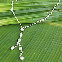 Cultured pearl Y-necklace, 'Nature's Melody'