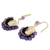 Amethyst dangle earrings, 'Lilac Kiss' - 24K Gold Plated Brass and Amethyst Dangle Earrings (image 2b) thumbail