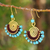 Beaded dangle earrings, 'Sky Kiss' - Brass and Turquoise coloured Bead Dangle Earrings thumbail