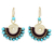 Beaded dangle earrings, 'Sky Kiss' - Brass and Turquoise Colored Bead Dangle Earrings (image 2a) thumbail