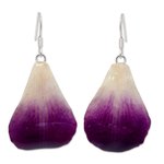 Natural orchid petal dangle earrings, 'Chiang Mai Beauty' - Natural Flower Dangle Earrings