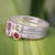 Amethyst and garnet stacking rings, 'Gemstone Geometry' (set of 3) - Unique Silver and Amethyst Stacking Rings (Set of 3) (image 2) thumbail
