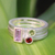 Amethyst and garnet stacking rings, 'Gemstone Geometry' (set of 3) - Unique Silver and Amethyst Stacking Rings (Set of 3) (image 2b) thumbail