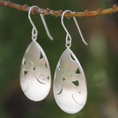 Sterling silver dangle earrings, 'Elephant Cuddles' - Fair Trade Sterling Silver Dangle Earrings