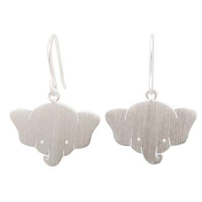 Sterling silver dangle earrings, 'Sweet Elephants' - Sterling Silver Dangle Earrings