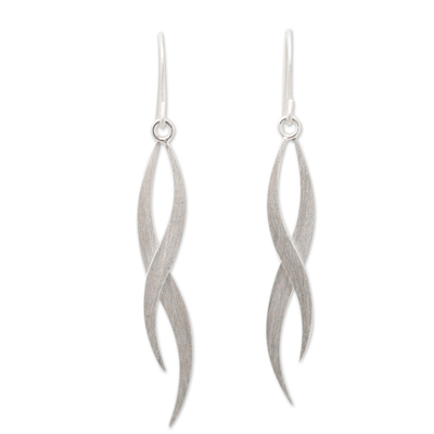 Sterling silver dangle earrings, 'Ping River Flows' - Modern Sterling Silver Dangle Earrings