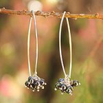 Fair Trade Sterling Silver Pearl Earrings, 'Stars of Fascination'