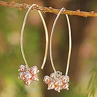Cultured pearl dangle earrings, 'Stars of Romance'