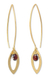 Gold plated garnet dangle earrings, 'Petal' - Thai Gold Plated Garnet Dangle Earrings thumbail