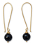 Gold vermeil onyx dangle earrings, 'Songkran Moon' - Fair Trade Vermeil and Onyx Earrings thumbail