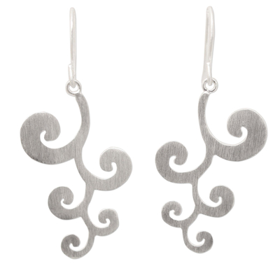 Sterling silver floral earrings, 'New Life' - Unique Sterling Silver Dangle Earrings