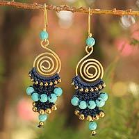 Featured review for Beaded dangle earrings, Blue Spiral