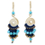 Beaded dangle earrings, 'Blue Spiral' - Unique Gold Plated Brass and Calcite Dangle Earrings thumbail