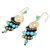 Beaded dangle earrings, 'Blue Spiral' - Unique Gold Plated Brass and Calcite Dangle Earrings (image p193247) thumbail
