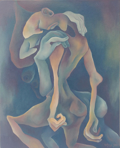 „Der Liebhaber“ – Originales kubistisches Gemälde