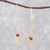 Gold plated amethyst dangle earrings, 'Petal' - Handmade Gold Plated Amethyst Dangle Earrings thumbail
