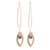 Gold plated amethyst dangle earrings, 'Petal' - Handmade Gold Plated Amethyst Dangle Earrings thumbail