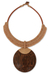 Leather and coconut wood pendant necklace, 'Tan Tribal Glam' - Leather and Coconut Wood Pendant Necklace thumbail