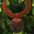 Leather and coconut wood pendant necklace, 'Ginger Tribal Glam' - Leather and Wood Statement Necklace (image 2) thumbail