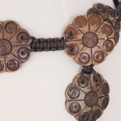 cinturón de cáscara de coco - Cinturón de concha de coco floral único