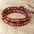 Carnelian wrap bracelet, 'Forest Flower' - Hand Made Carnelian Wrap Bracelet (image 2b) thumbail