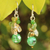 Pearl and peridot cluster earrings, 'Verdant Love' - Handcrafted Thai Dangle Earrings thumbail