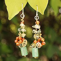 Featured review for Pearl and rose quartz cluster earrings, Forest Love