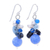 Pearl and aquamarine cluster earrings, 'Azure Love' - Handmade Agate and Aquamarine Beaded Earrings