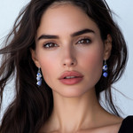 Pearl and aquamarine cluster earrings, 'Azure Love' - Handmade Agate and Aquamarine Beaded Earrings