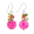 Pearl and garnet cluster earrings, 'Thai Joy' - Gemstone Beaded Dangle Earrings thumbail