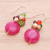 Pearl and garnet cluster earrings, 'Thai Joy' - Gemstone Beaded Dangle Earrings (image 2b) thumbail