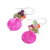 Pearl and garnet cluster earrings, 'Thai Joy' - Gemstone Beaded Dangle Earrings