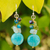 Aquamarine cluster earrings, 'Thai Joy' - Handmade Thai Dangle Earrings thumbail