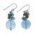Aquamarine cluster earrings, 'Thai Joy' - Handmade Thai Dangle Earrings thumbail