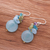 Aquamarine cluster earrings, 'Thai Joy' - Handmade Thai Dangle Earrings (image 2b) thumbail