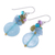 Aquamarine cluster earrings, 'Thai Joy' - Handmade Thai Dangle Earrings (image 2c) thumbail